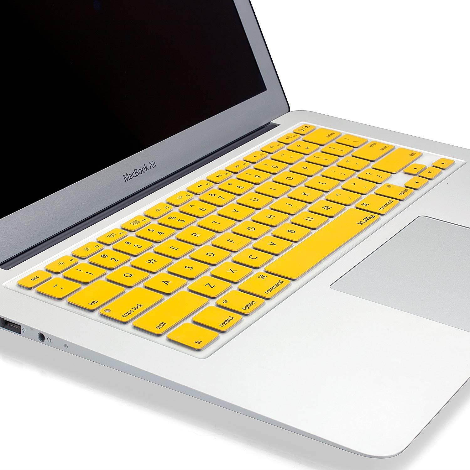 Kuzy AIR 11-inch Keyboard Cover for MacBook Air 11.6" Models: A1465 & A1370 Silicone Skin - Yellow