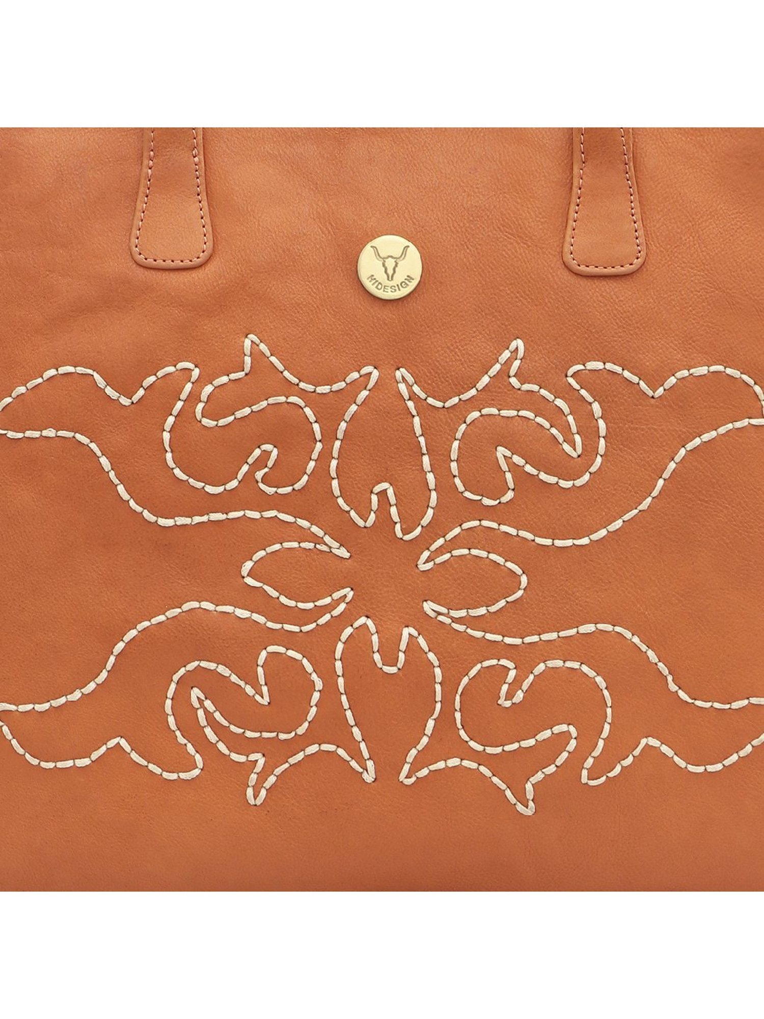 Hidesign WILD WEST  Orange Embroidered Large Shoulder Handbag