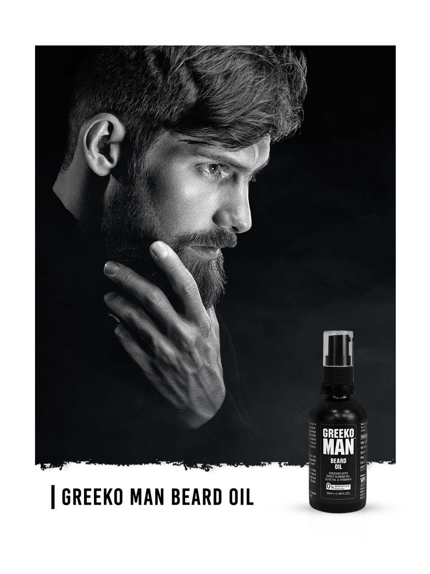 THE REAL MAN Beard Growth Oil 100 Percent Organic Beard & Moustache Hair Growth Oil - 50 ml
