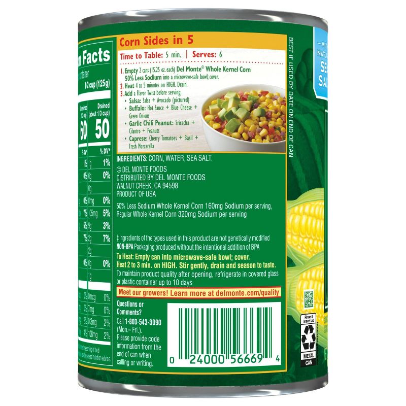 Del Monte Low Salt Whole Kernel Corn 15.25oz