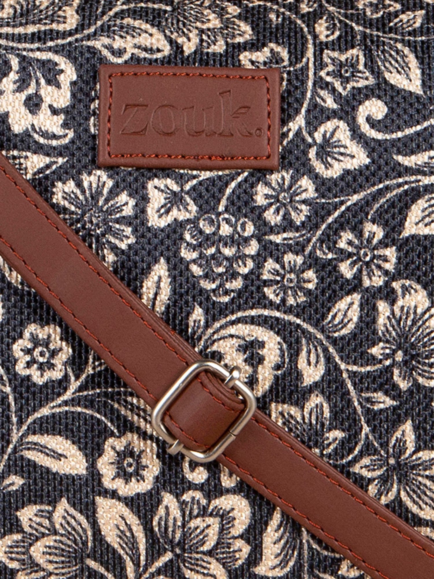 ZOUK Black Printed Medium Sling Handbag