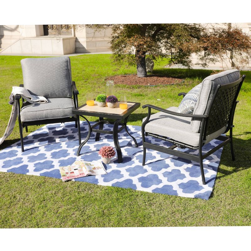 3pc Bistro Steel Patio Dining Sets Gray - Lokatse