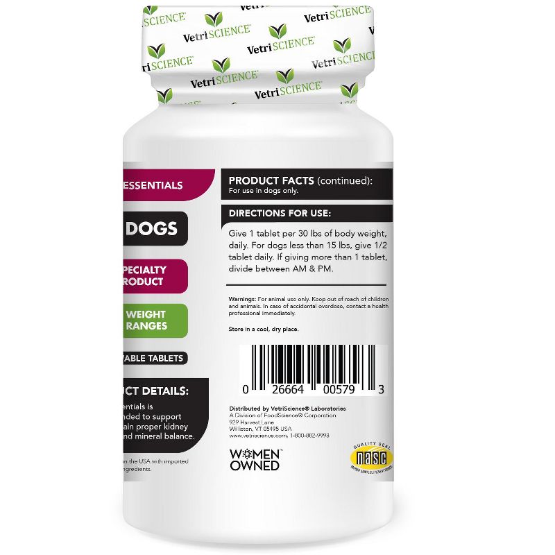 Vetriscience Laboratories Renal Essentials Kidney Health Support Dog Tablets, 60 ct