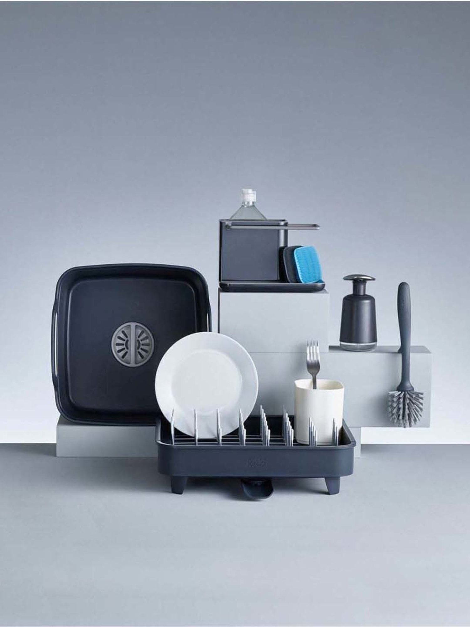 Joseph Joseph Grey Plastic Kitchen Sink Caddy With Sponge Holder