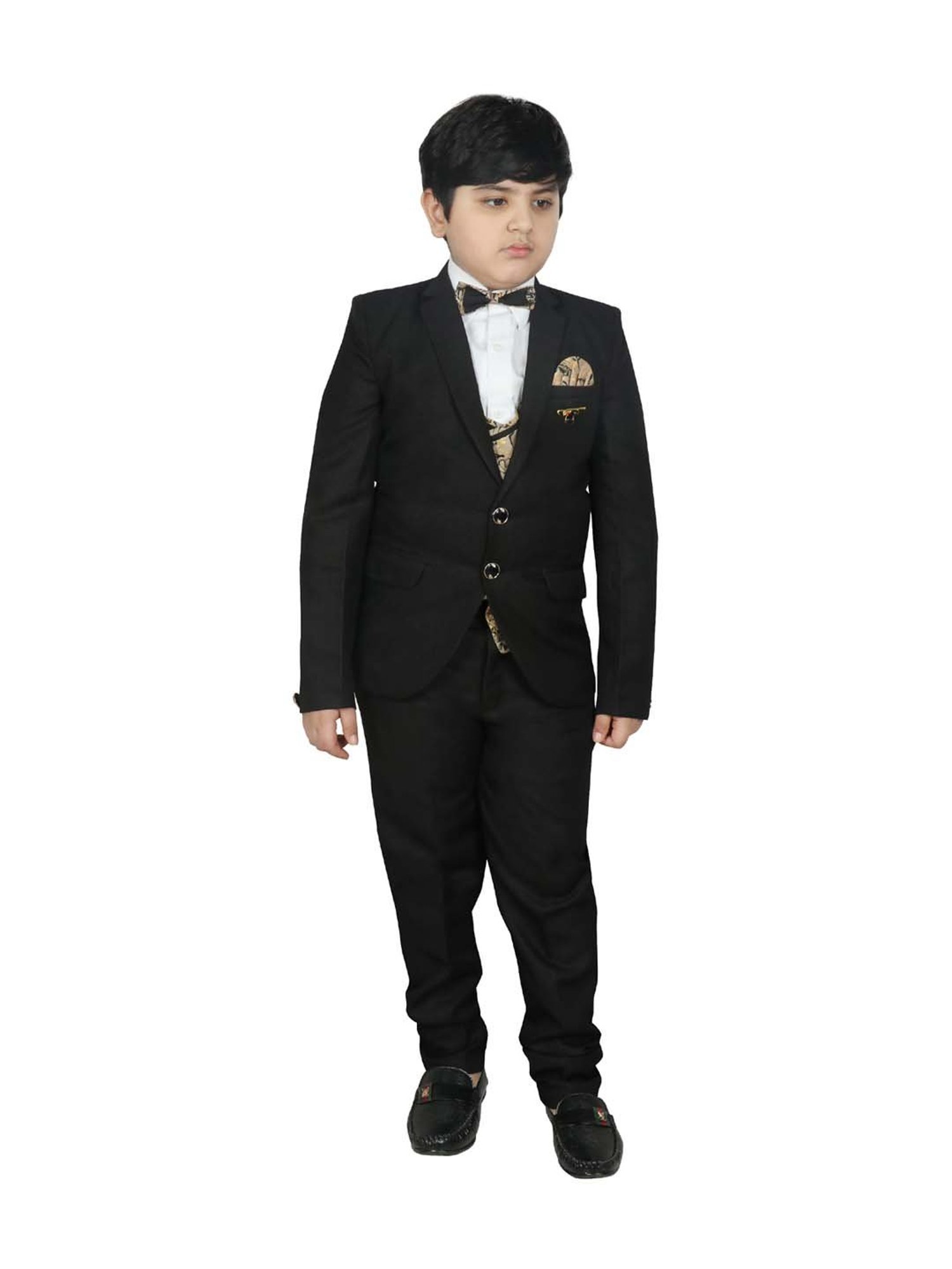 SG Yuvraj Kids Black Printed Suit Set