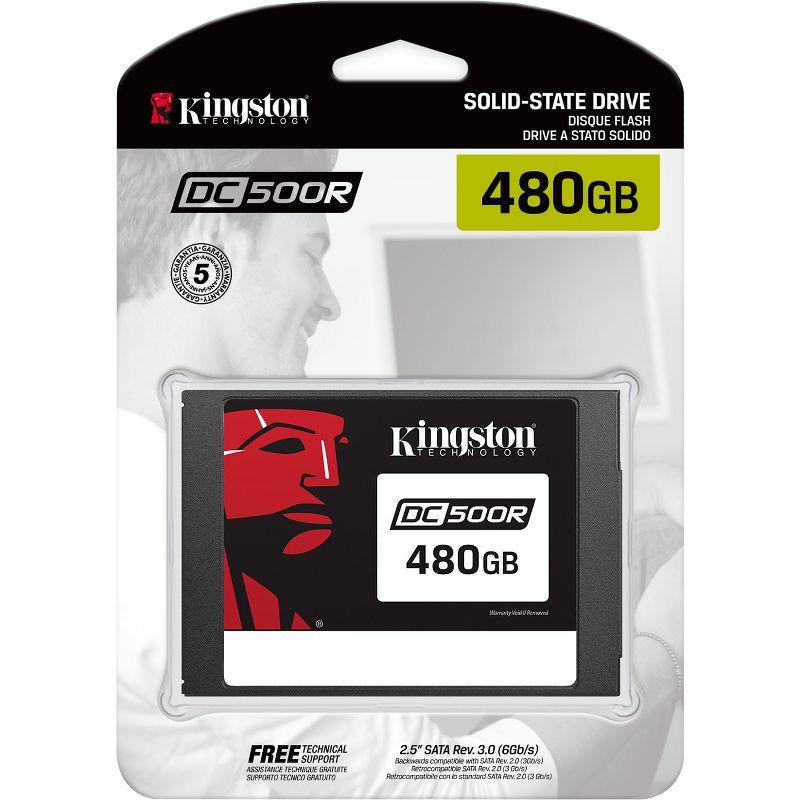 Kingston Enterprise SSD DC500R (Read-Centric) 480GB - 555 MB/s Maximum Read Transfer Rate - 256-bit Encryption Standard - 5 Year Warranty