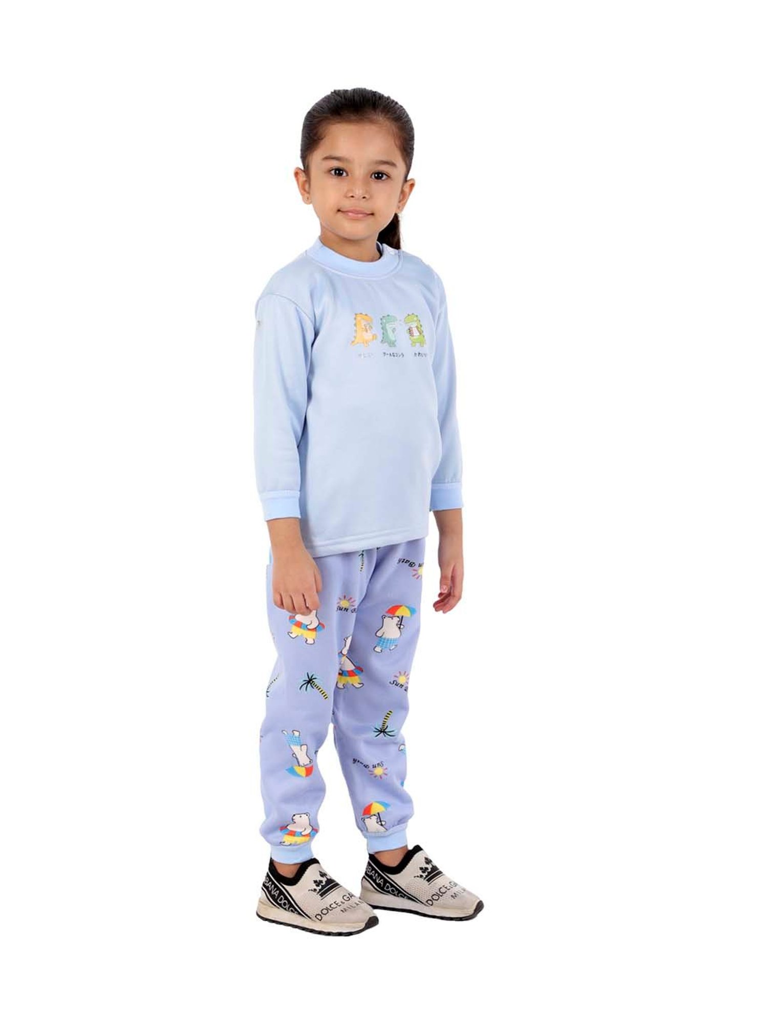 Ahhaaaa Kids Blue Printed Sweatshirt with Joggers