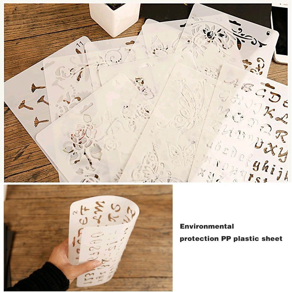 Multi-functional Drawing Stencils Hollow Out Design PP Plastic Templates Reusable for Children Students DIY