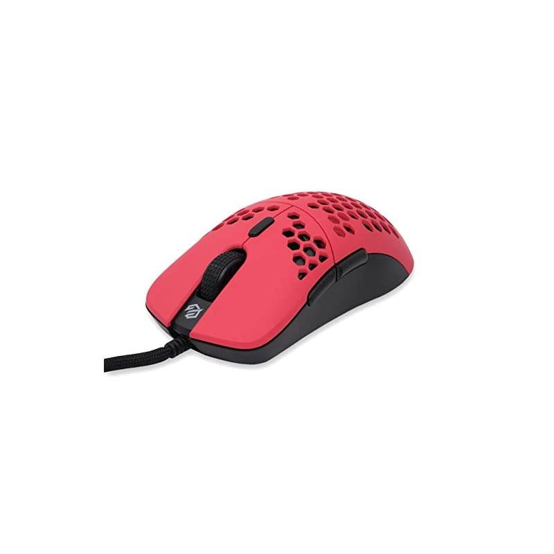 Hati HTM Ultra Lightweight Honeycomb Design Wired Gaming Mouse 3360 Sensor - PTFE Skates - 6 Buttons - Only 61G (Faze Red)