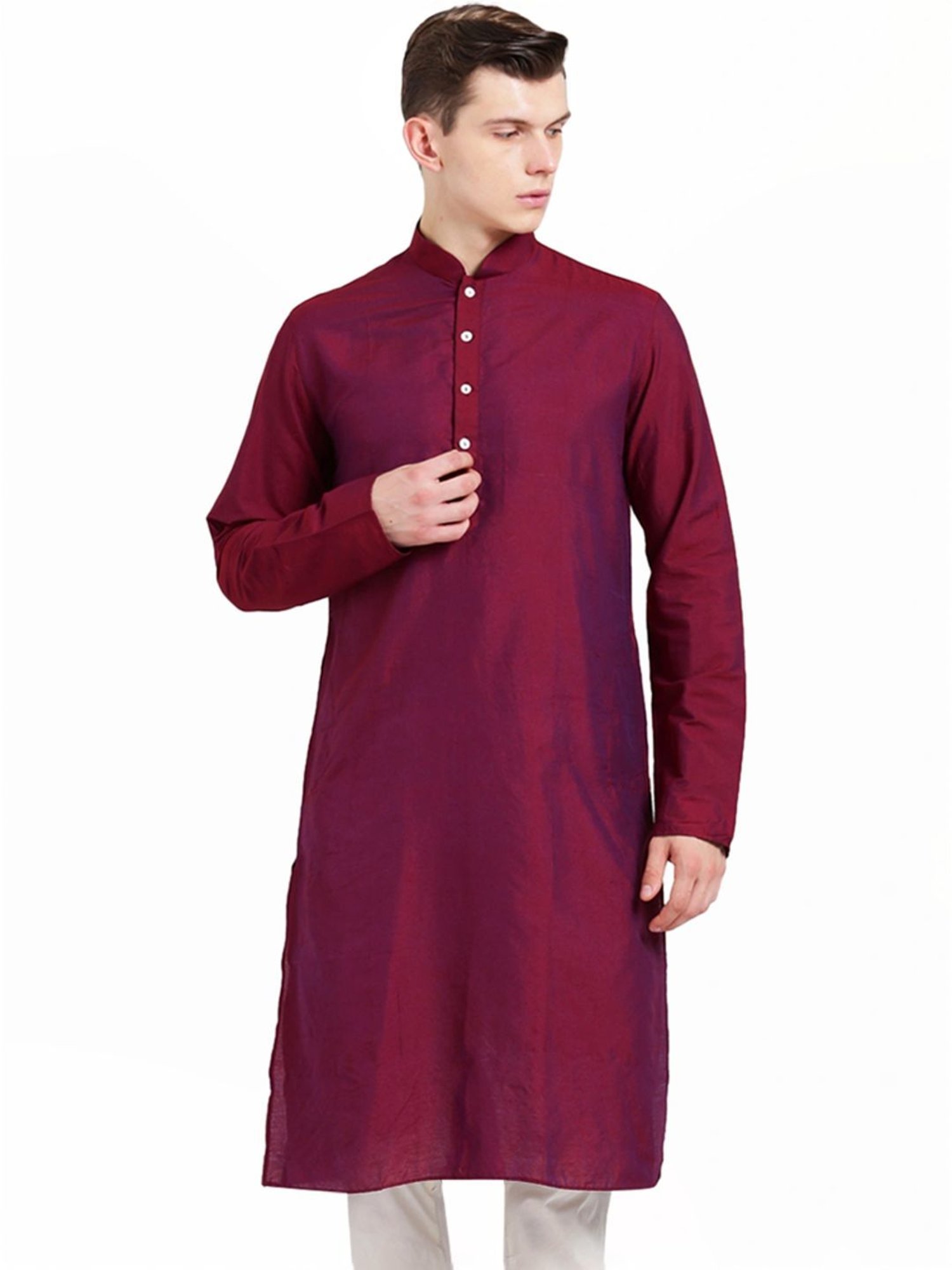 Manthan Fawn & White Regular Fit Kurta