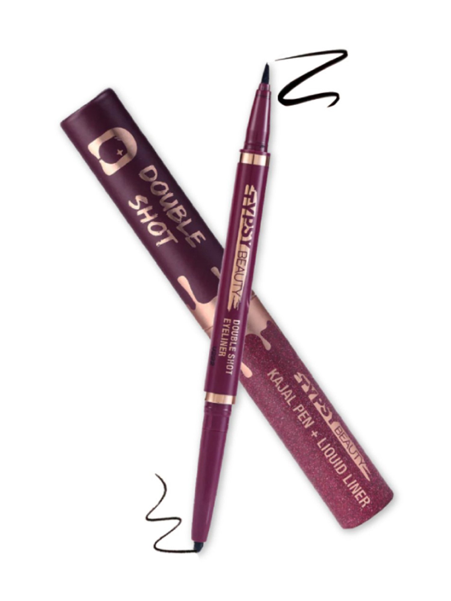 Typsy Beauty Double Shot Kajal Pen + Liquid Liner Jet Black 01 - 0.65 gm