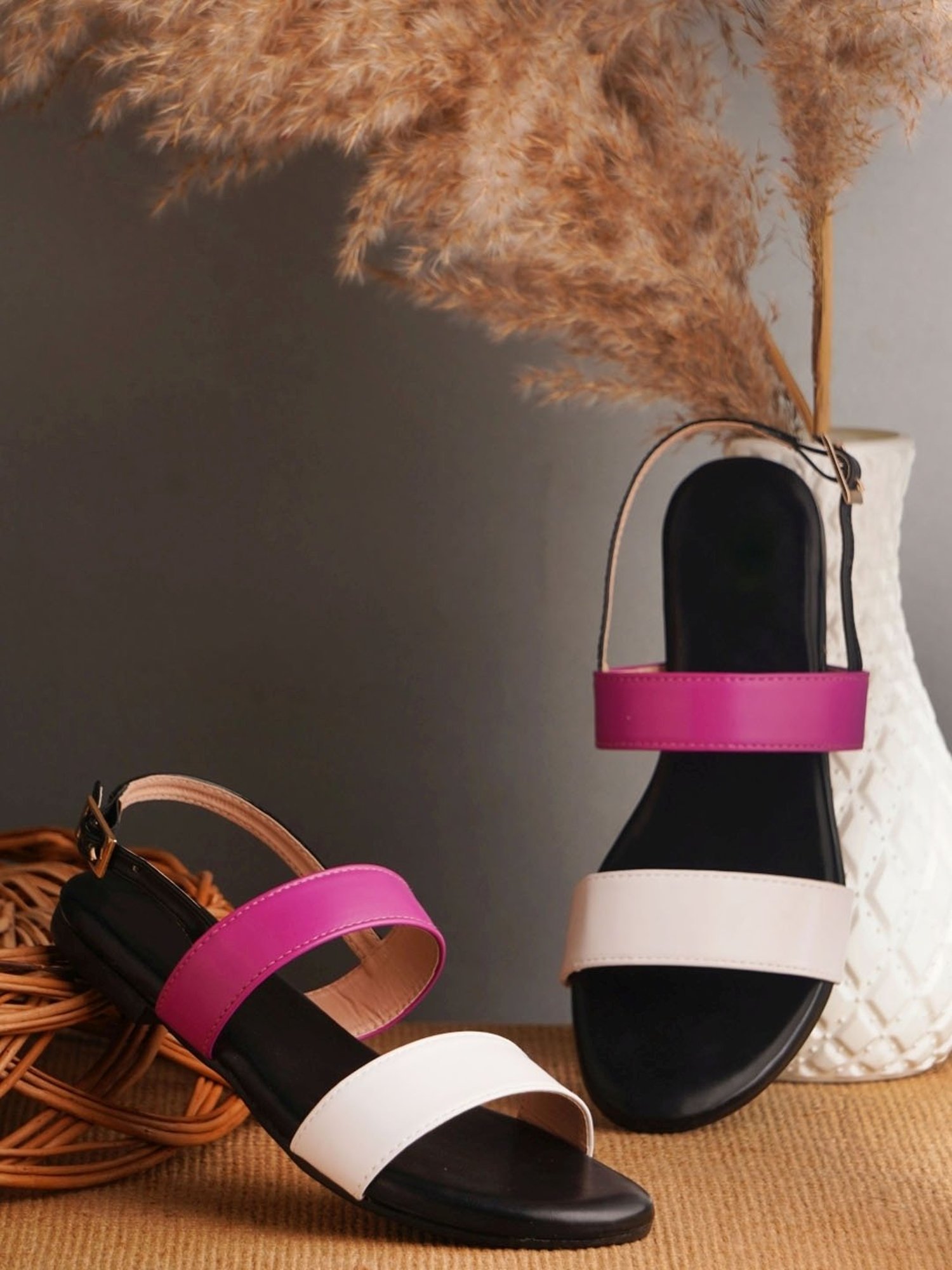 The White Pole Women's Pink Back Strap Sandals