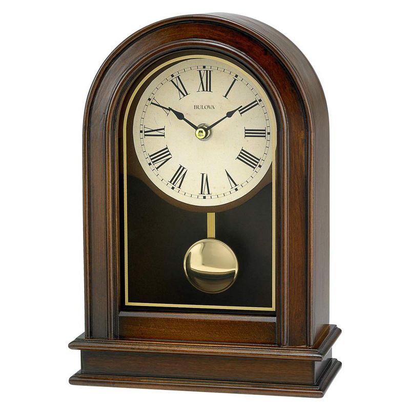Bulova Clocks B7467 Hardwick Decorative Battery Powered Wooden Desk and Table Top Pendulum Clock, Walnut