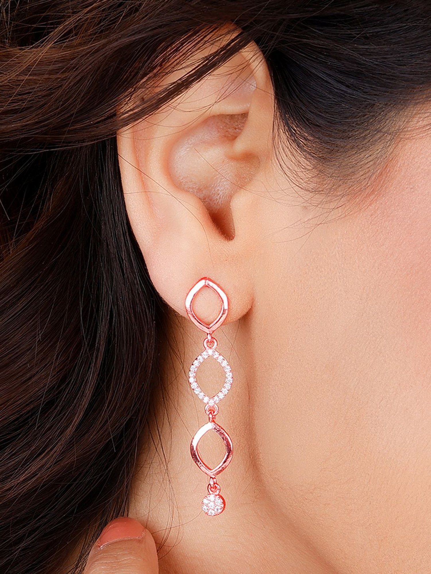 GIVA 92.5 Sterling Silver Rose Gold Aura Of Fascination Earrings for Women