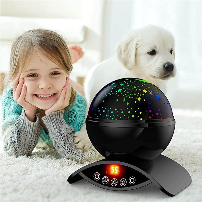 Night Light Baby Star Projector 8 Color Rotation Lamp with Timer Remote and Chargeable Dimmable Combinations Romantic Star Sky Best Gift for Kids Festival Bedroom Living Room Black