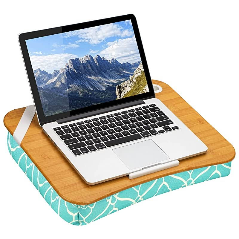 LapGear Designer  with Phone Holder and Device Ledge Aqua Trellis Fits up to 156 Inch Laptops Style No 45422