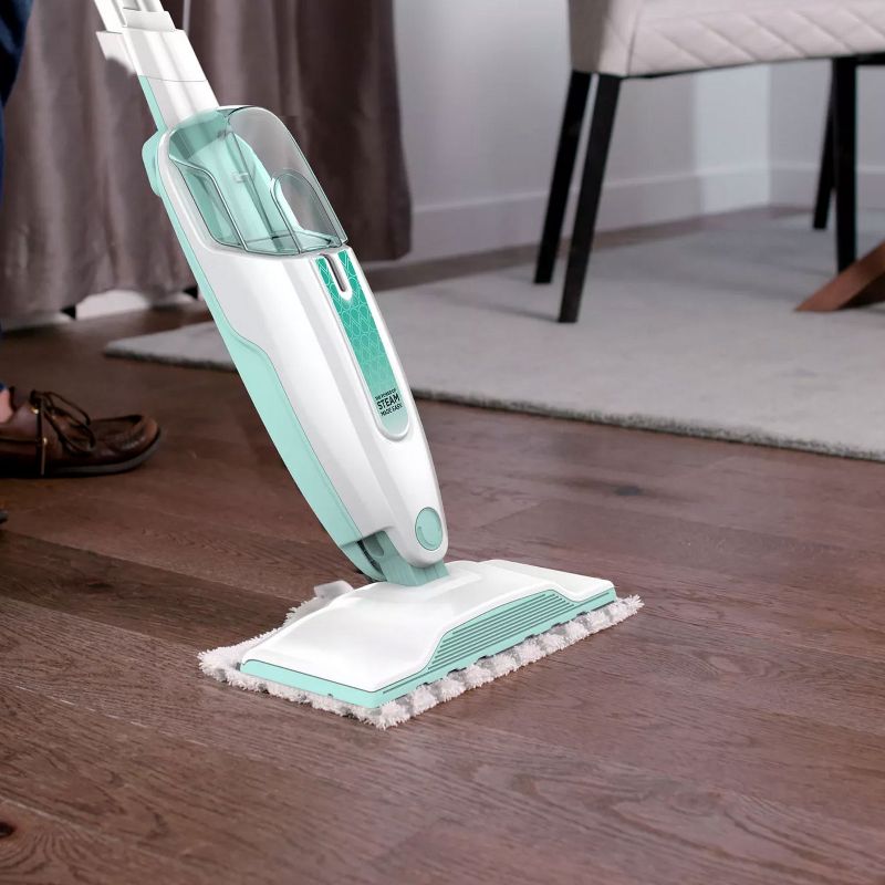 Shark S1001 Lightweight Compact 11 Inch Sanitizing Steam Cleaner Floor Mop with 30 Second On Demand Steam for Tile and Hard Flooring, Green