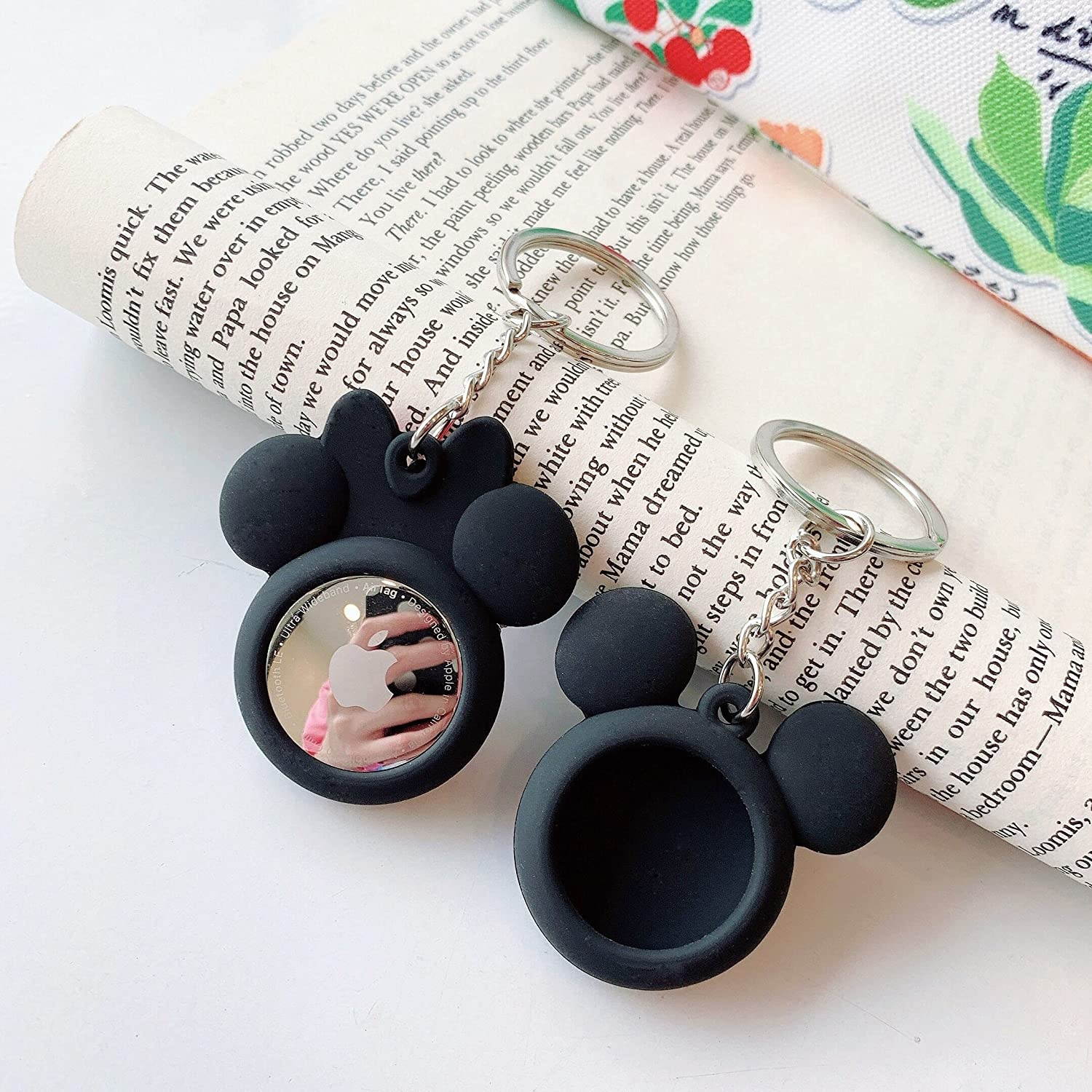 iFiLOVE Compatible with AirTag Finder Case (2021), Girls Kids Boys Women Cute Cartoon Dots Mickey Mickey Mouse Protective Case Cover with Keychain for AirTag 2021 (No.4)