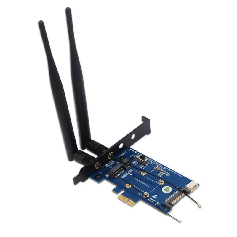 Mini PCI Express to PCI-E X1 Network Card Adapter for WiFi 3G/4G/LTE SIM Slot Blue + Black