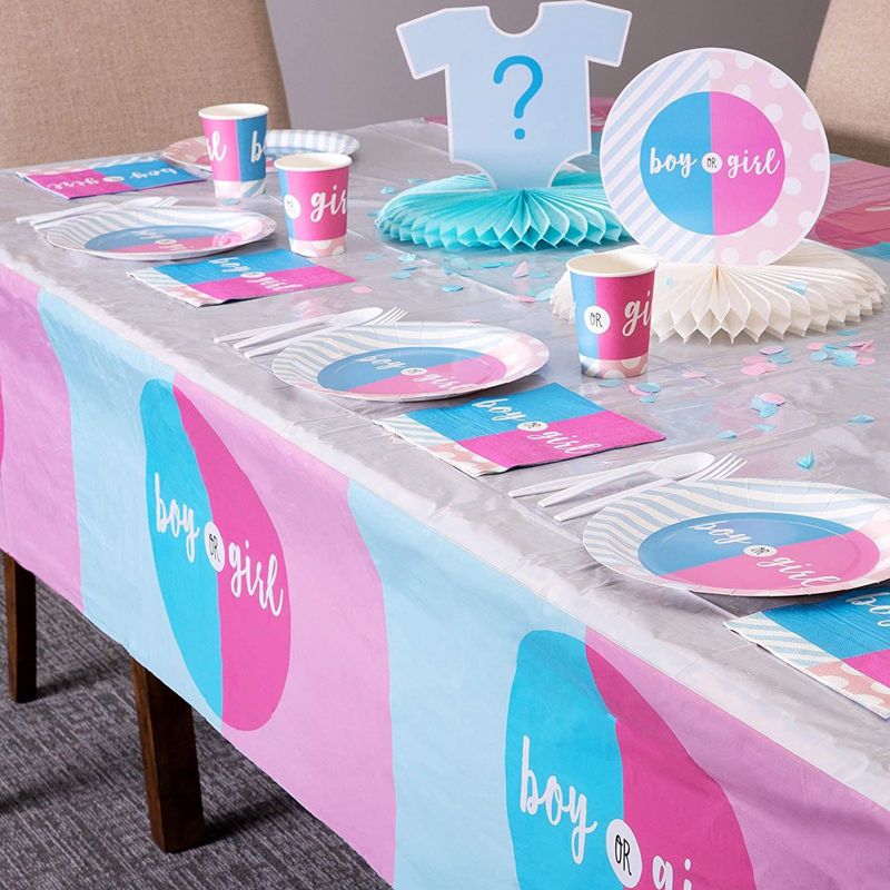 Blue Panda 3 Pack Boy or Girl Gender Reveal Party Table Cloth Cover Baby Shower Party Decorations