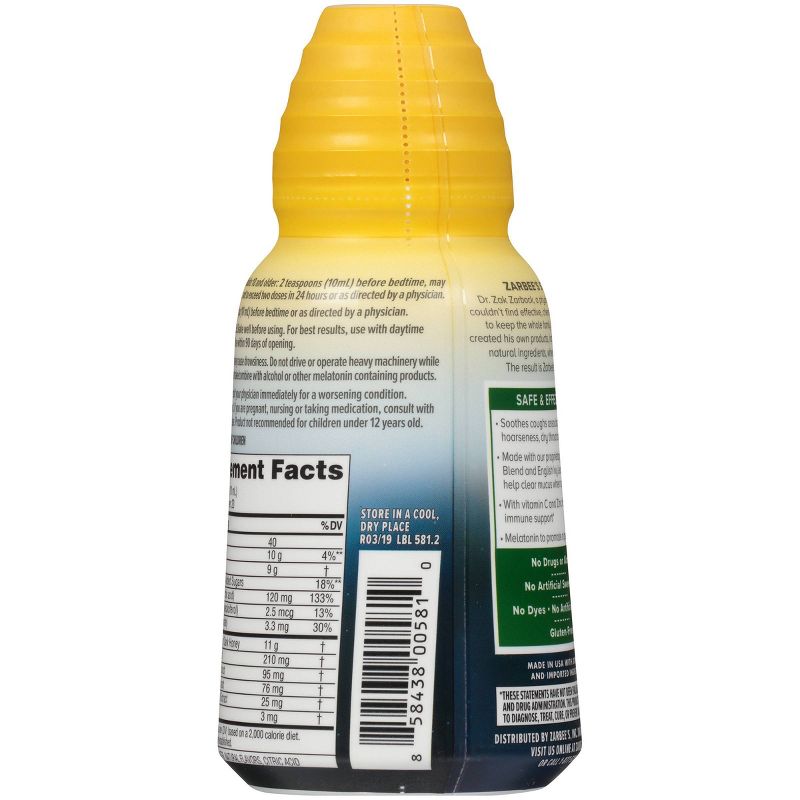 Zarbee's Naturals Nighttime Cough Syrup + Mucus Reducer - Dark Honey & Lemon - 8 fl oz