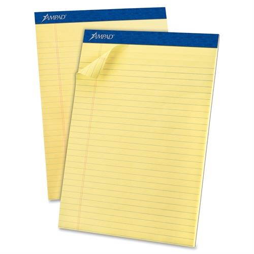 Ampad Perforated Writing Pad 8 1/2 x 11 3/4 Canary 50 Sheets Dozen 20220