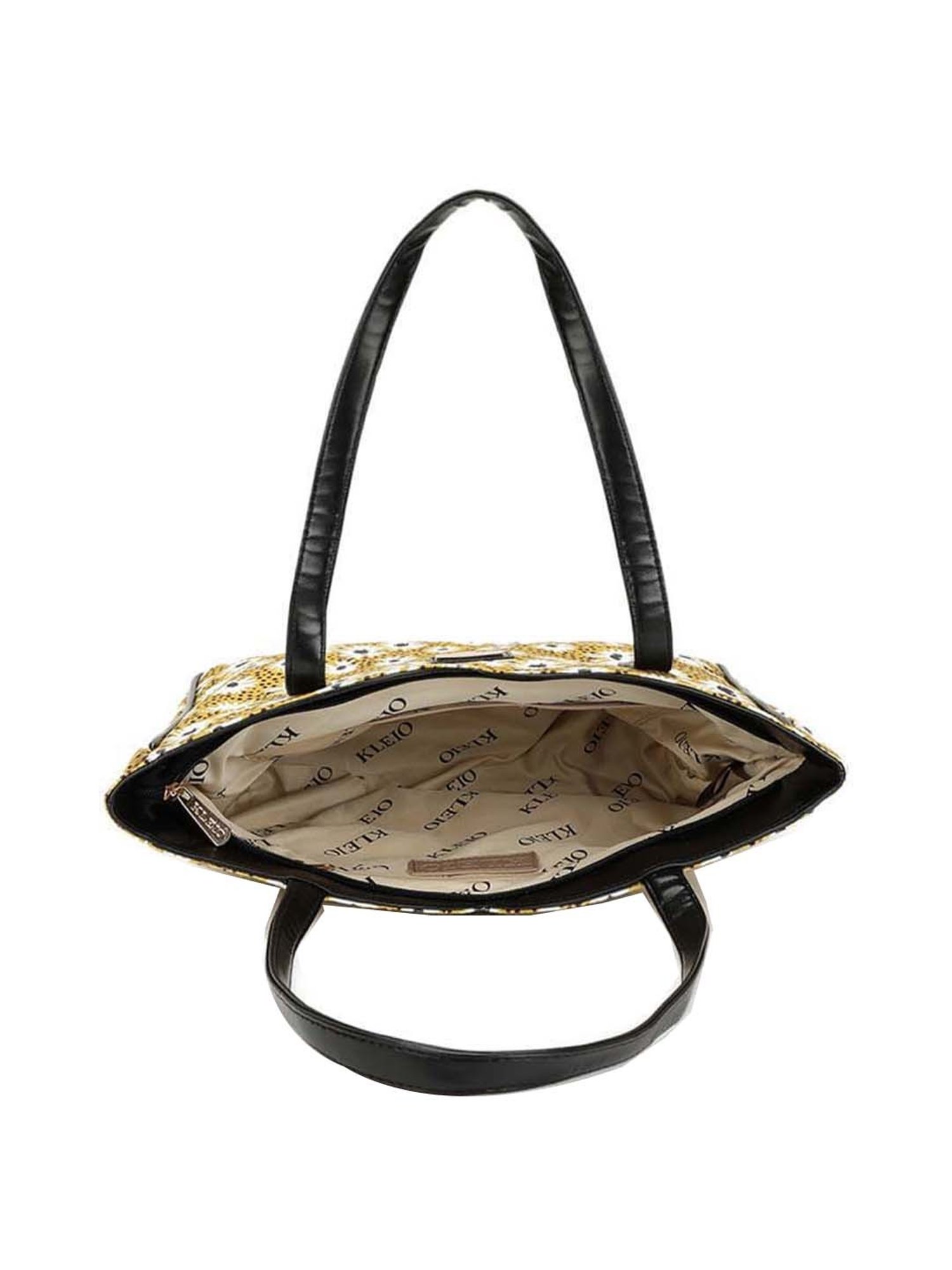 KLEIO Yellow Printed Medium Tote Handbag