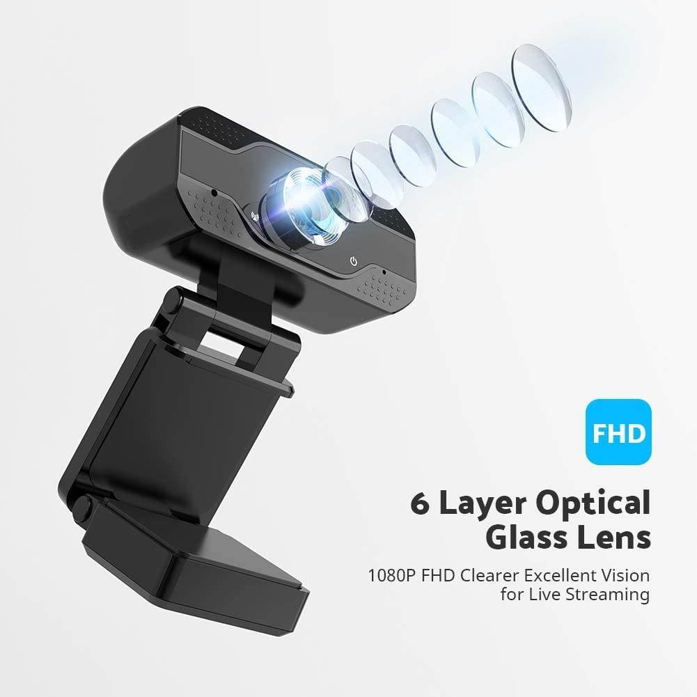 1080P Full HD Webcam, Streaming Web Camera with Microphones, Webcam for Gaming Conferencing & Working, Laptop or Desktop PC, USB Computer Camera for Mac Xbox YouTube Skype etc