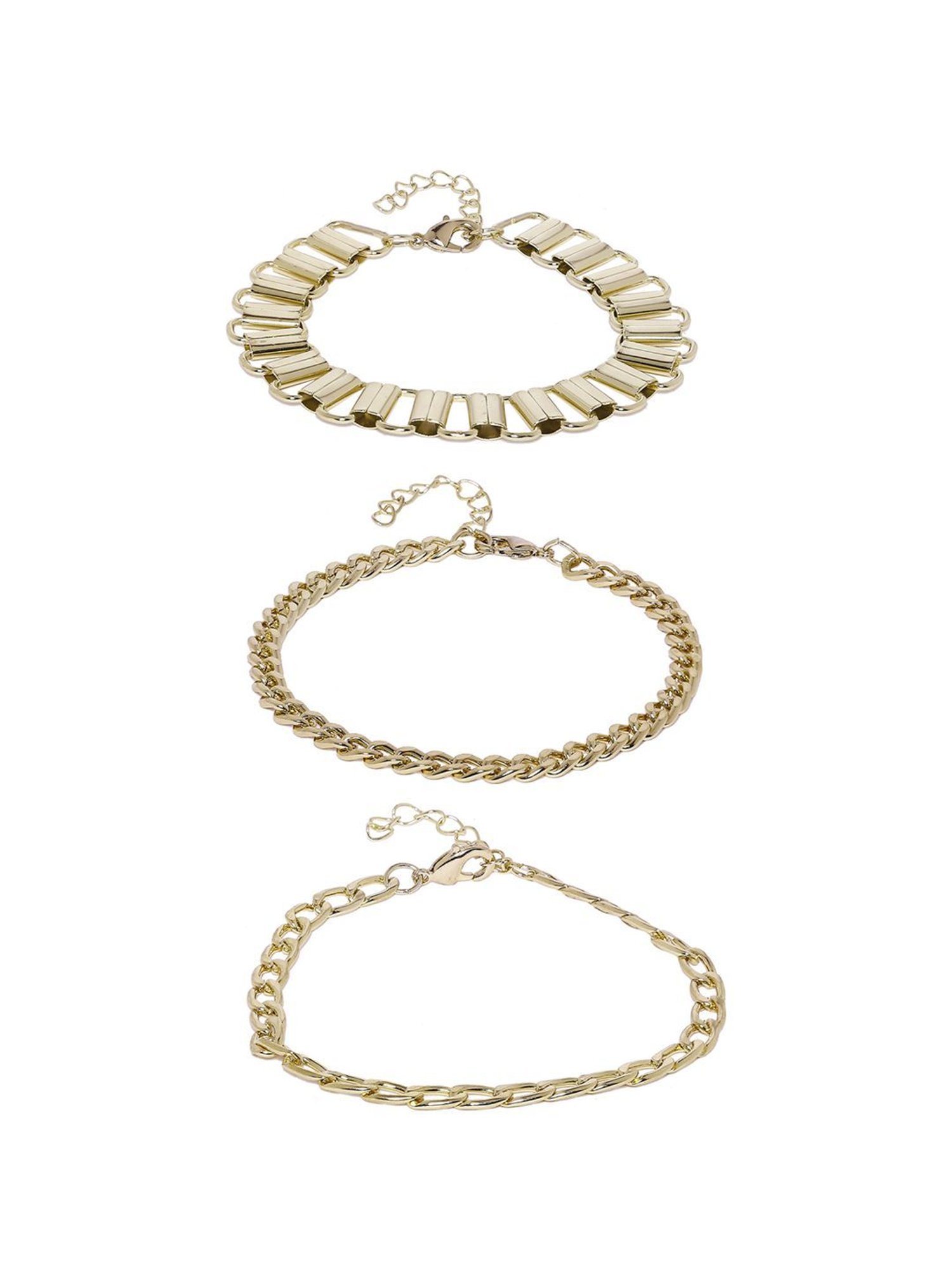 OOMPH Link Chain Multi Layer Stylish Latest Bracelet for Women - Set of 3