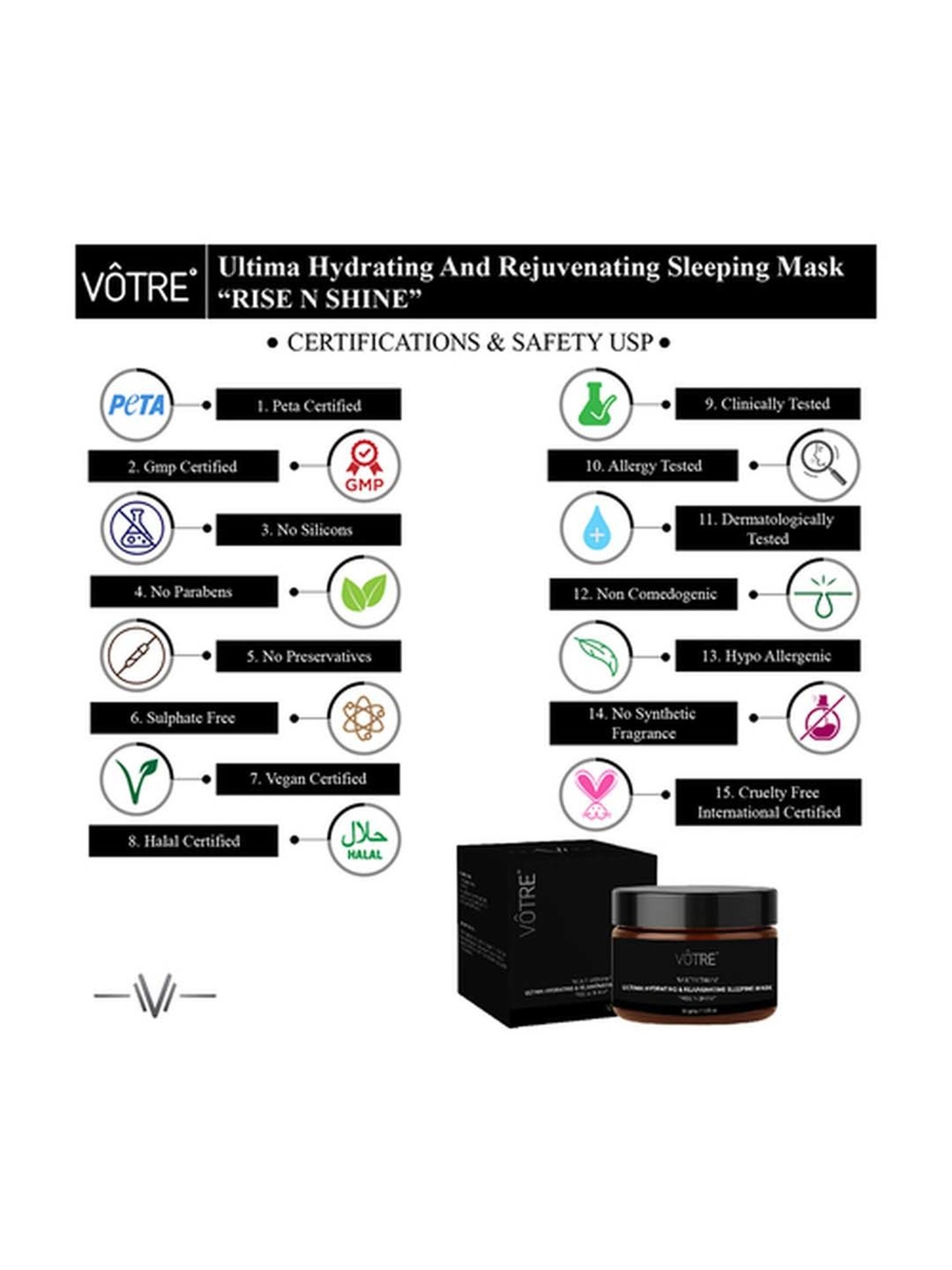 Votre Ultima Hydrating & Rejuvenating Sleeping Mask, Rise N Shine Multi Vitamin - 50 gm