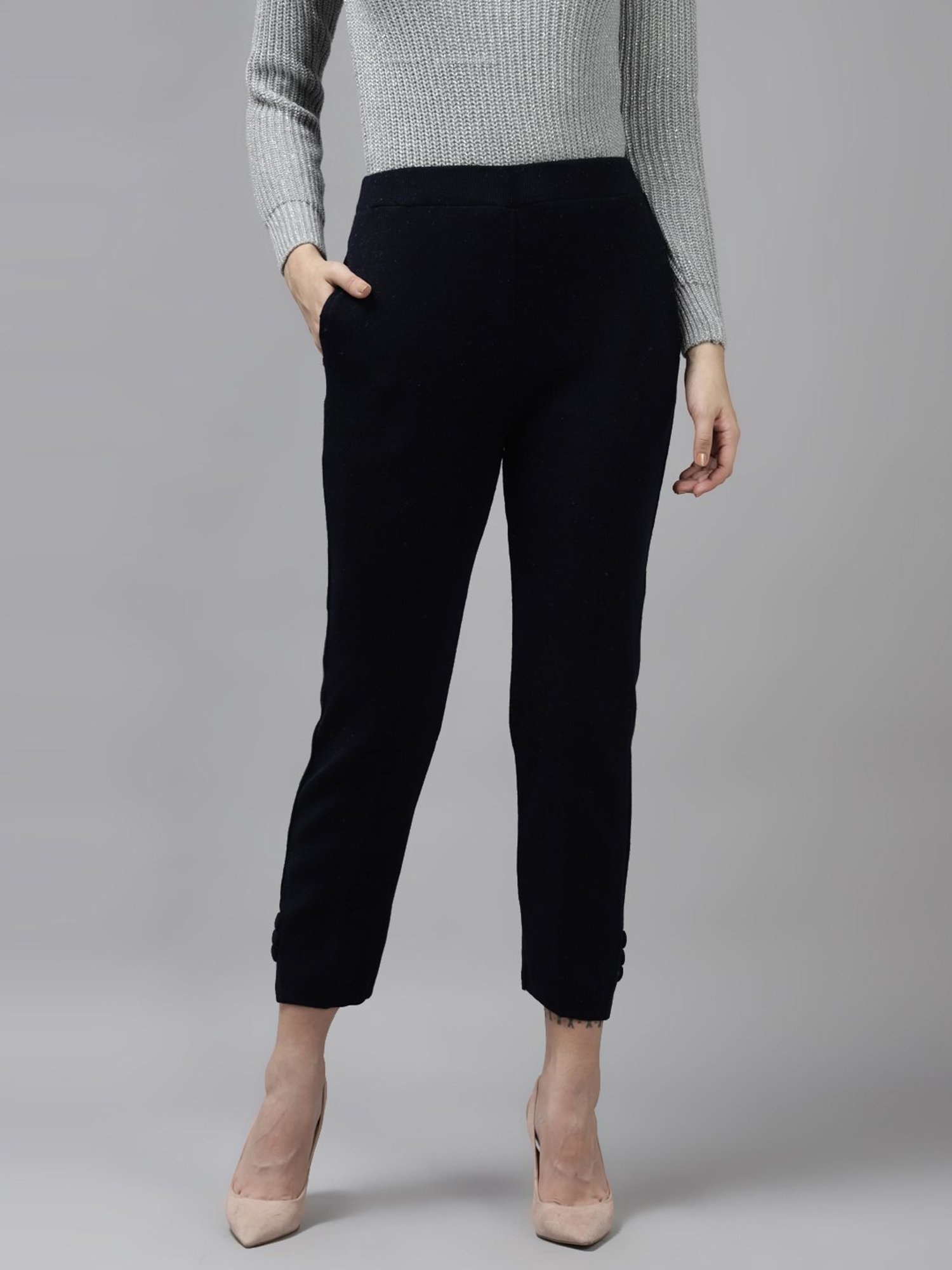 Cayman Navy Mid Rise Trousers