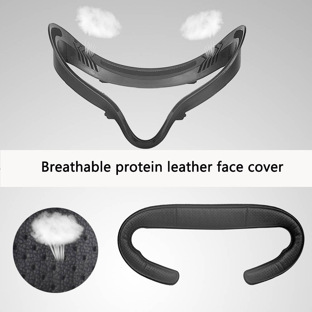 Upgrade Facial Interface Bracket & Protein Leather Foam Face Cover Pad & Lens Cover Silicone Anti-Leakage Nose Pad for Oculus Quest 2 Accessories Set 4 in 1