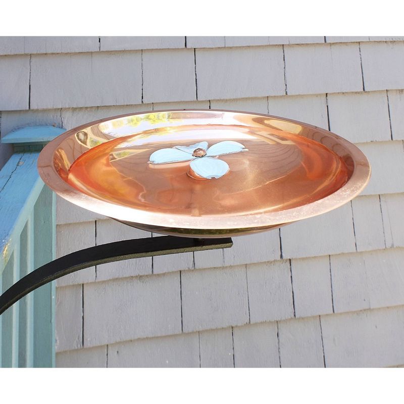 11.5" Dogwood Garden Birdbath with Wall Mount Bracket Copper Plated - ACHLA Designs