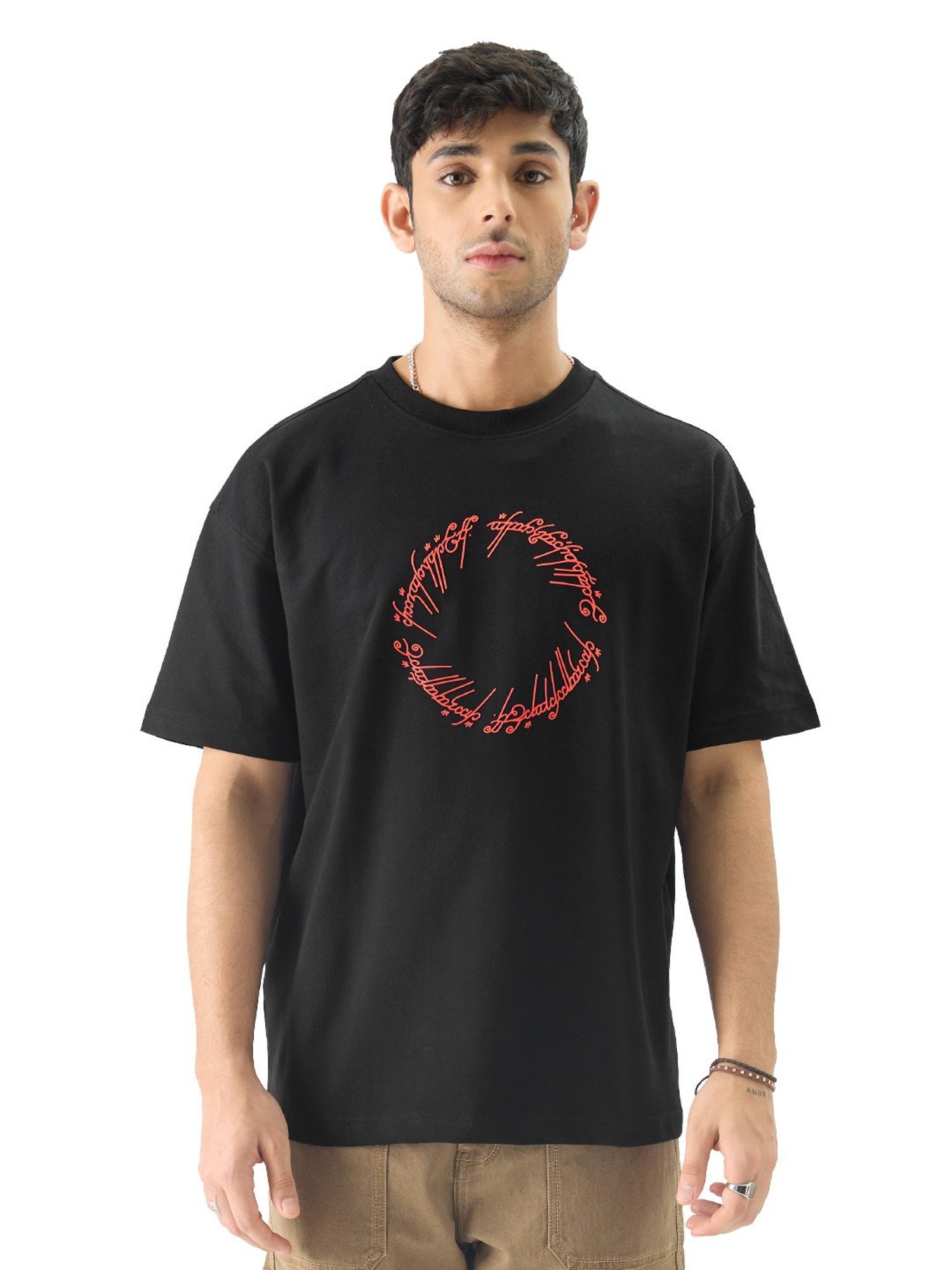 The Souled Store Lord Of The Rings: You Shall Not Pass Black Oversized T-Shirt