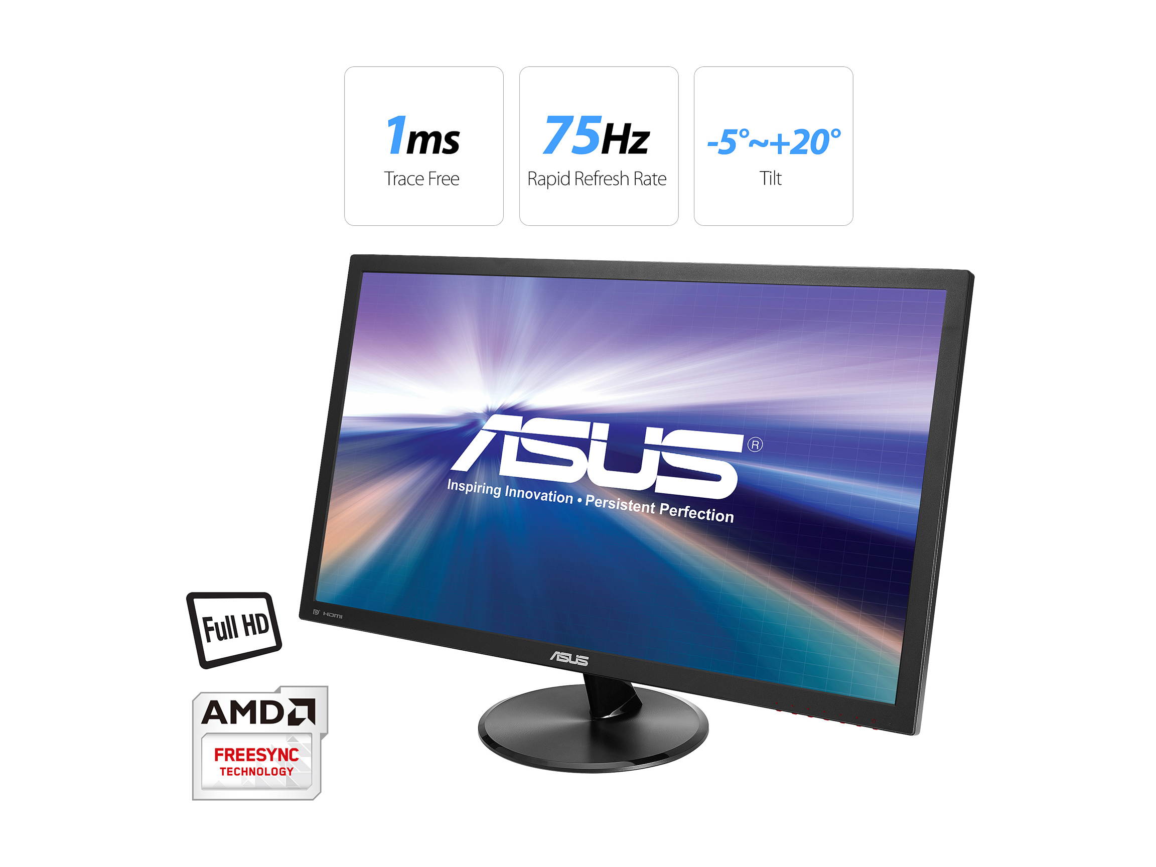 ASUS VP247QG 24" (Actual size 23.6") Full HD 1920 x 1080 1ms DP HDMI VGA Adaptive Sync/FreeSync Eye Care Monitor