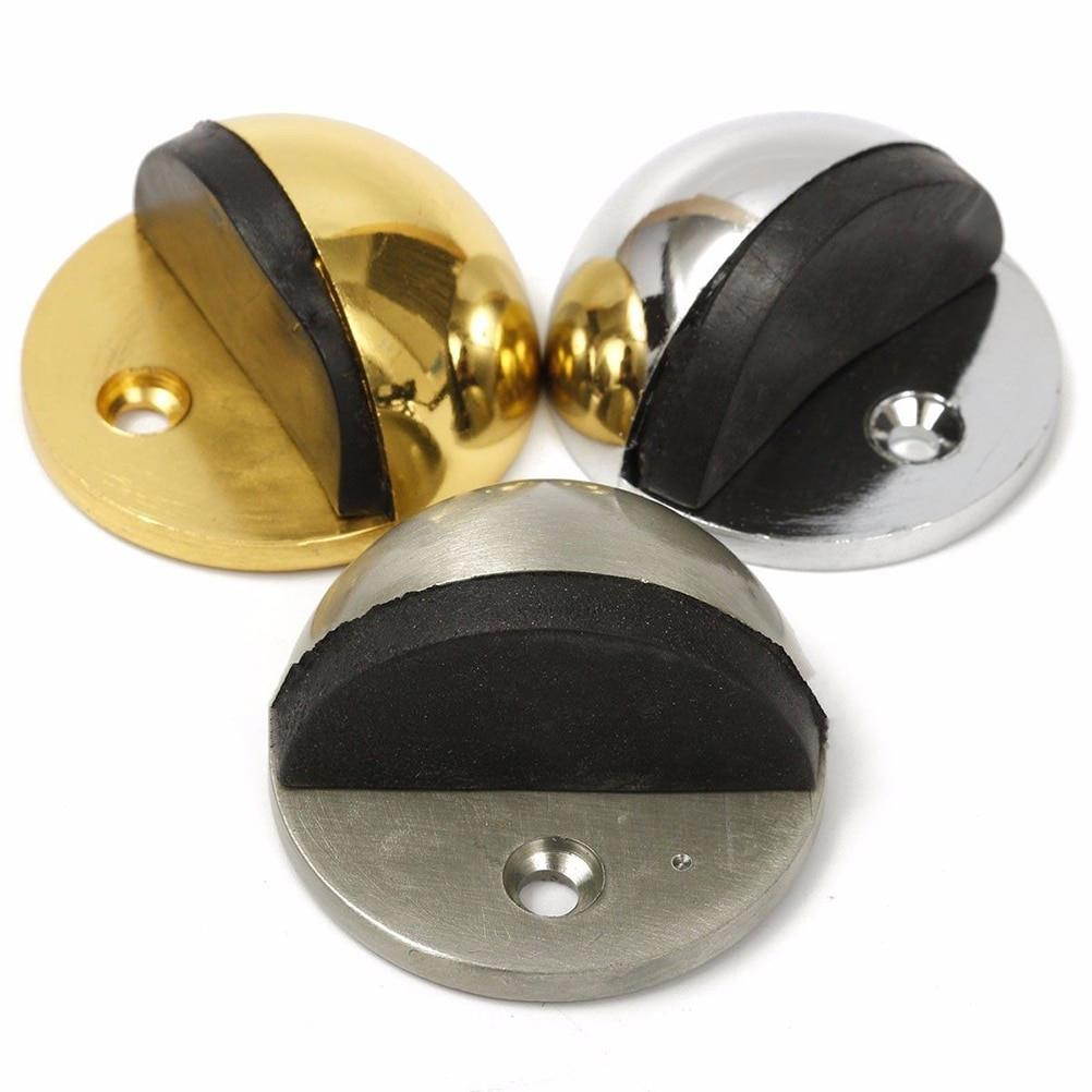 1PCS 43mm Dia Casting Floor-mounted Door Stops APS Zinc alloy Satin Chrome Half Moon Door Stopper Wood Door Holder