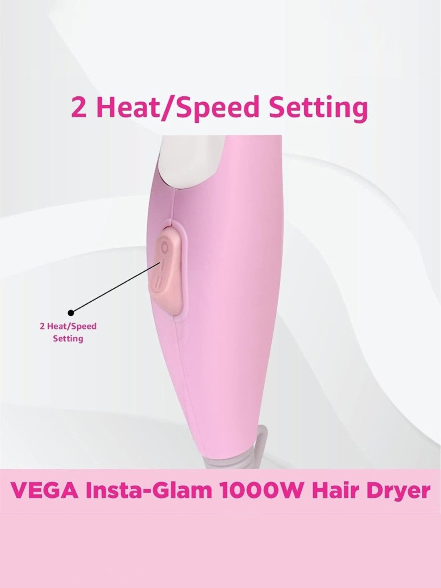 Staunch SHD2011 1600W Compact and Foldable Hair Dryer (White and Pink)