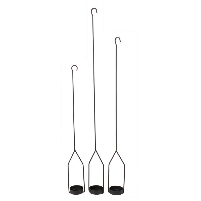 Melrose Set of 6 Rustic Black Hanging Large Tea Light Candle Holders 21"