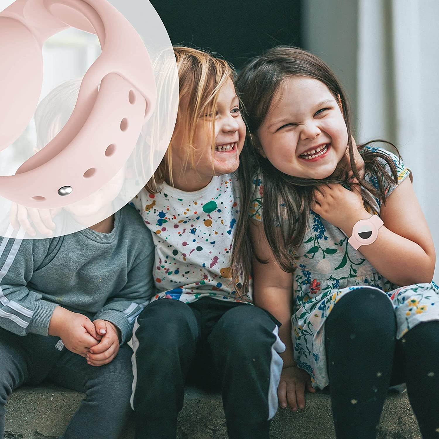 (2 Pack) Kids/Adults Anti-Lost Bracelet for AirTag, iZi Way Soft Silicone Wristband Watch Band Waterproof Protective Case Cover Holder for Apple Air Tag Tracker - Orange/Yellow