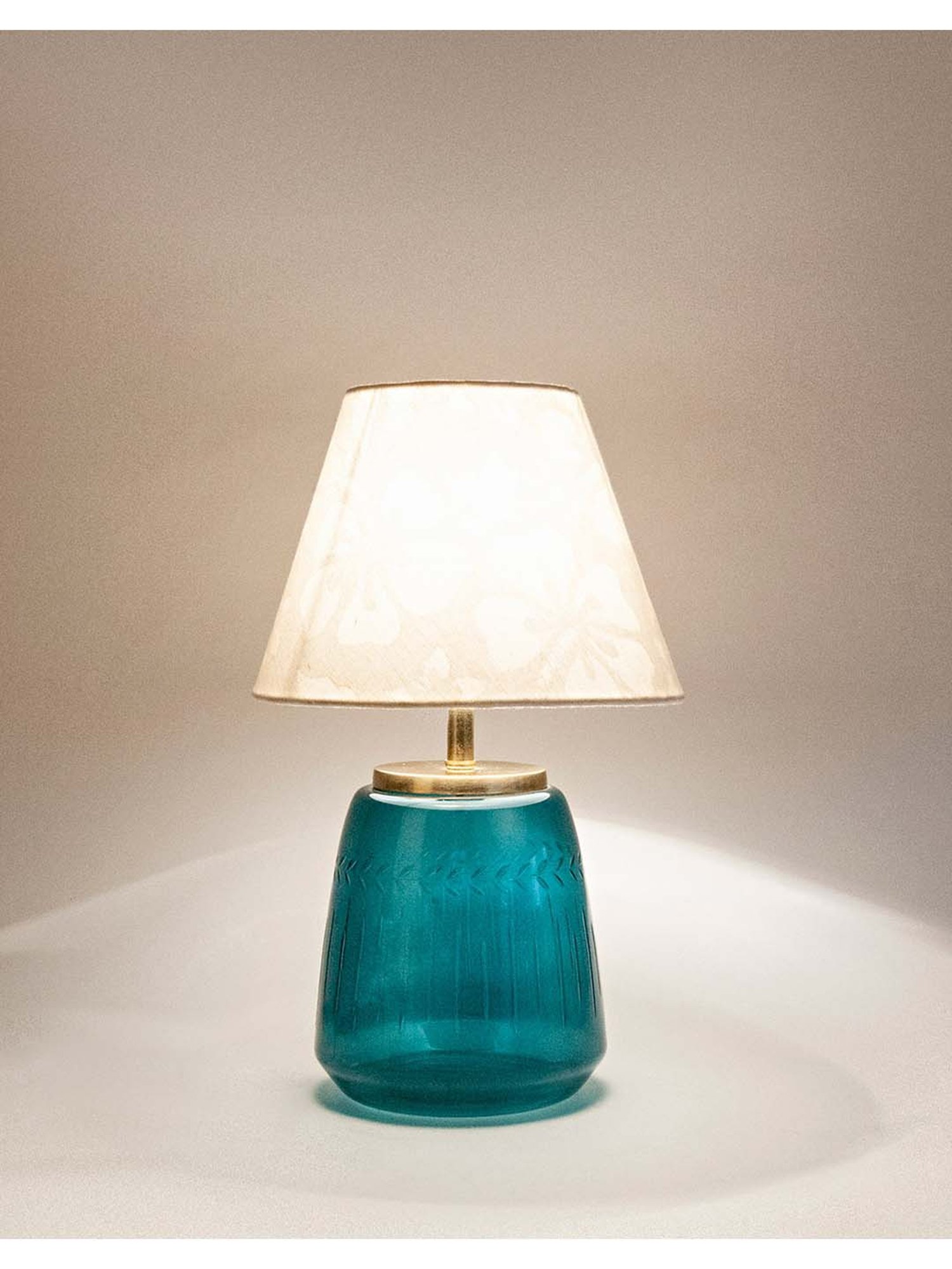 Fabindia Hresa Aqua Wood Table Lamp without Shade - Set of 1
