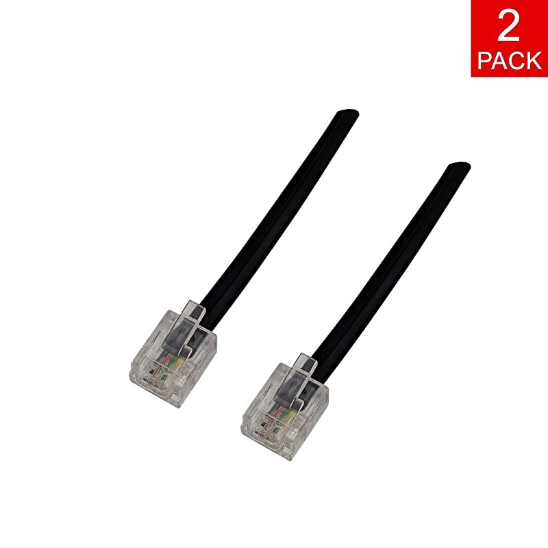 Phone Line Cord Fax DSL ADSL Modem Landline Small RJ11 Telephone Cable 6P4C 2 Pack Universally Compatible