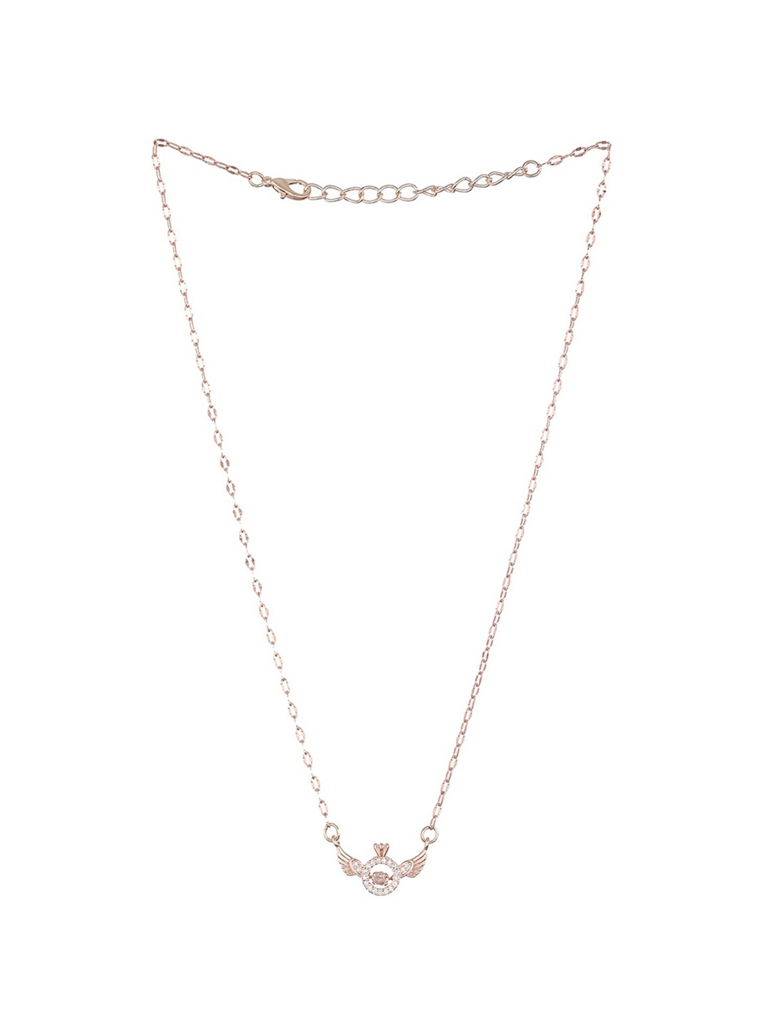 Prita by Priyaasi Ring Wings Studded Rose Gold-Plated Link Necklace