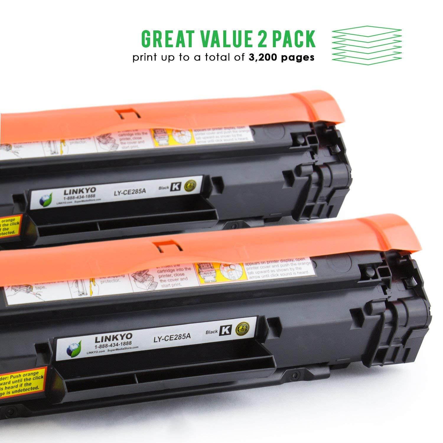 LINKYO Compatible Toner Cartridge Replacement for HP 85A CE285A (Black, 2-Pack)