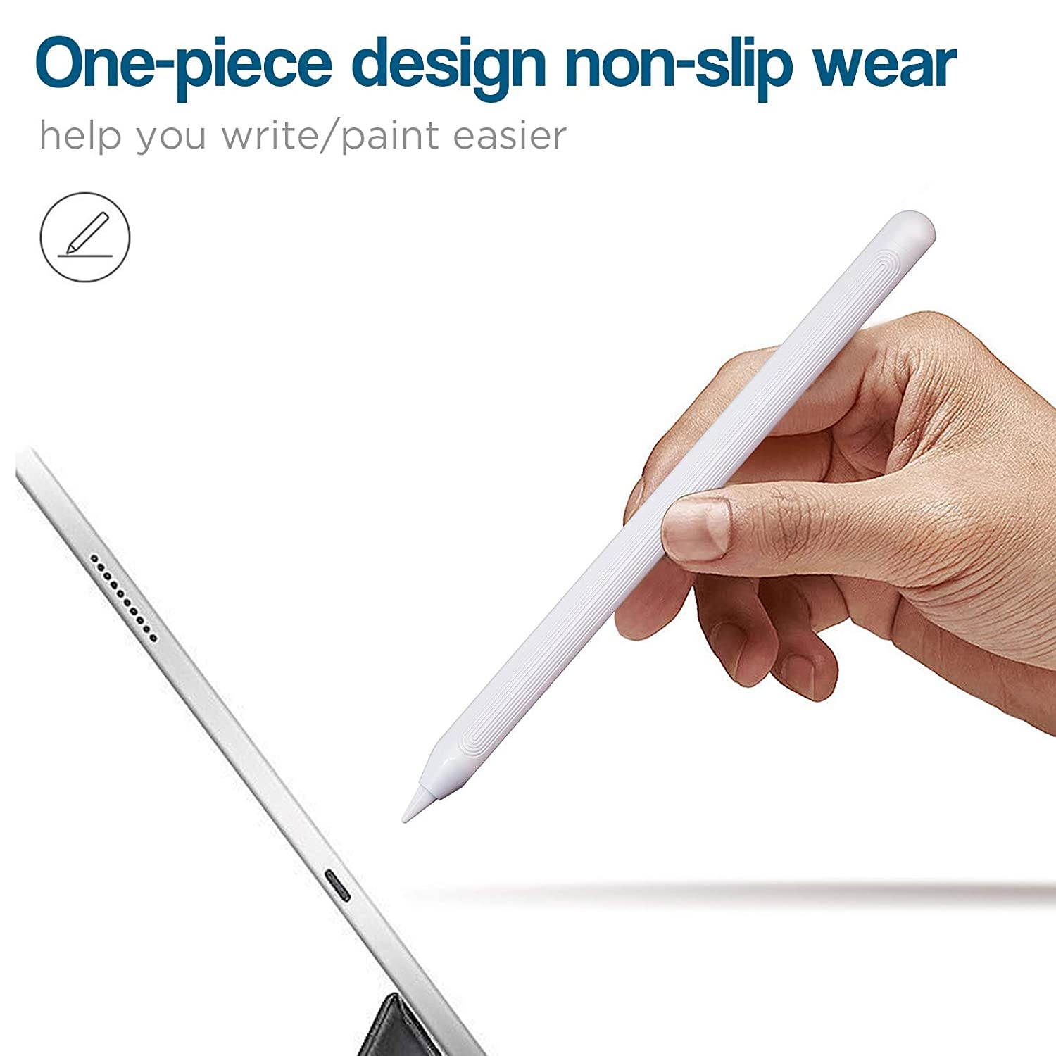 Dteck Ultra Thin Case for Apple Pencil, Holder Sleeve for Apple Pencil 2nd Generation Accessories Skin Cover for Apple Pencil Holder Sleeve Skin Pocket Cover Accessories Kit, White