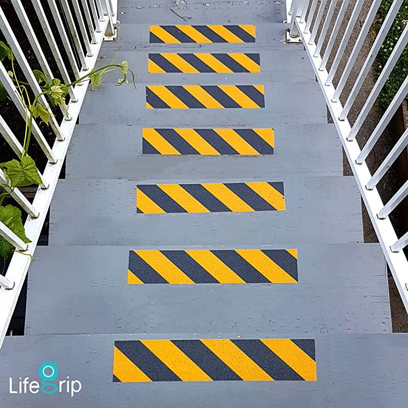 Anti Slip Traction Tape 4 Inch x 30 Foot Best Grip Friction Abrasive Adhesive for Stairs Safety Tread Step Indoor Outdoor Caution YellowBlack