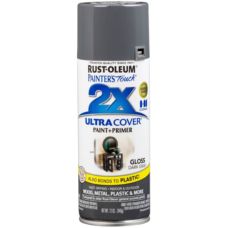 Rust-Oleum 12oz 2X Painter's Touch Ultra Cover Gloss Spray Paint Dark Gray