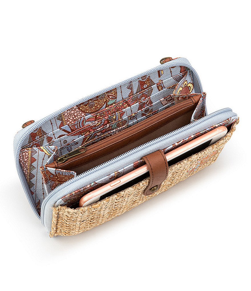 Sakroots Circle Large Straw Smartphone Crossbody Bag