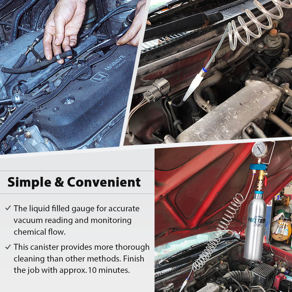 FIRSTINFO 4 in 1 Intake Valve Cleaner & Combustion Chamber Cleaner & Vacuum System Cleaner & Vacuum System Pressure Tester Kit