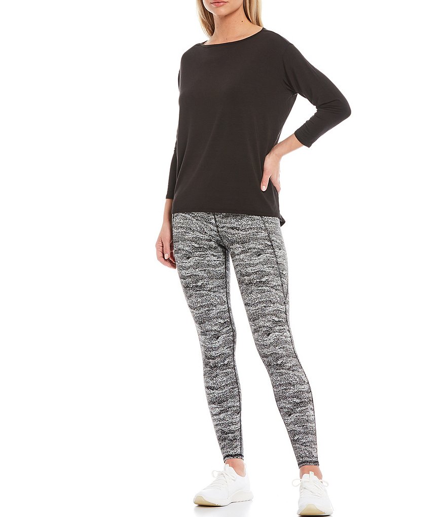 Kinesis High Rise Moisture Wicking Jacquard Ankle Leggings