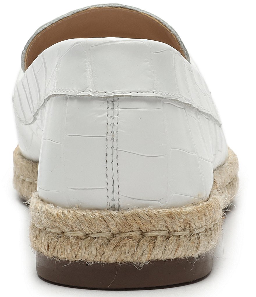 Schutz Patty Croco Embossed Leather Chain Detail Espadrille Loafers